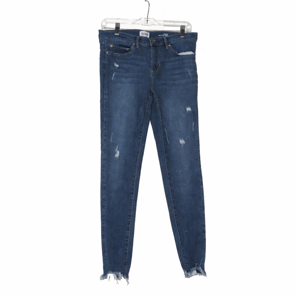 NICOLE MILLER SOHO High Rise Ankle Skinny Medium Wash Distressed Jeans Size 8